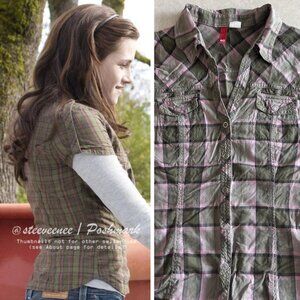 H&M Plaid Snap-Up Blouse Shirt ALT Bella Swan